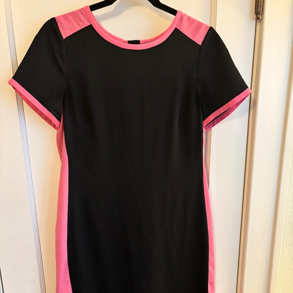 Banana Republic Black Shift Dress with Pink Contrast Detail